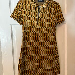 Cider Black and Yellow Polo Collar Sheath Dress